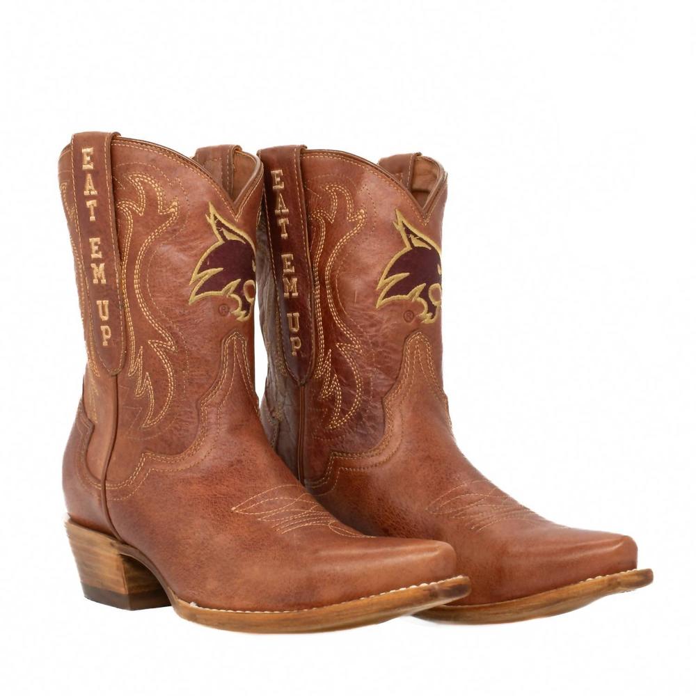 NEW GAMEDAY BOOTS women's shorty western texas state university boots in tan